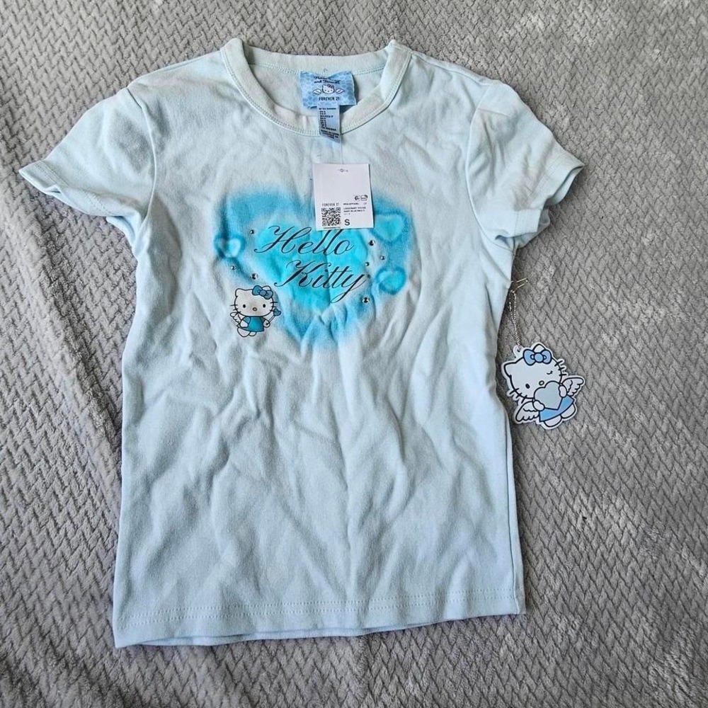 Forever 21 Hello Kitty Baby Tee Women S Baby Blue Rhinestone Graphic NWT T-Shirt